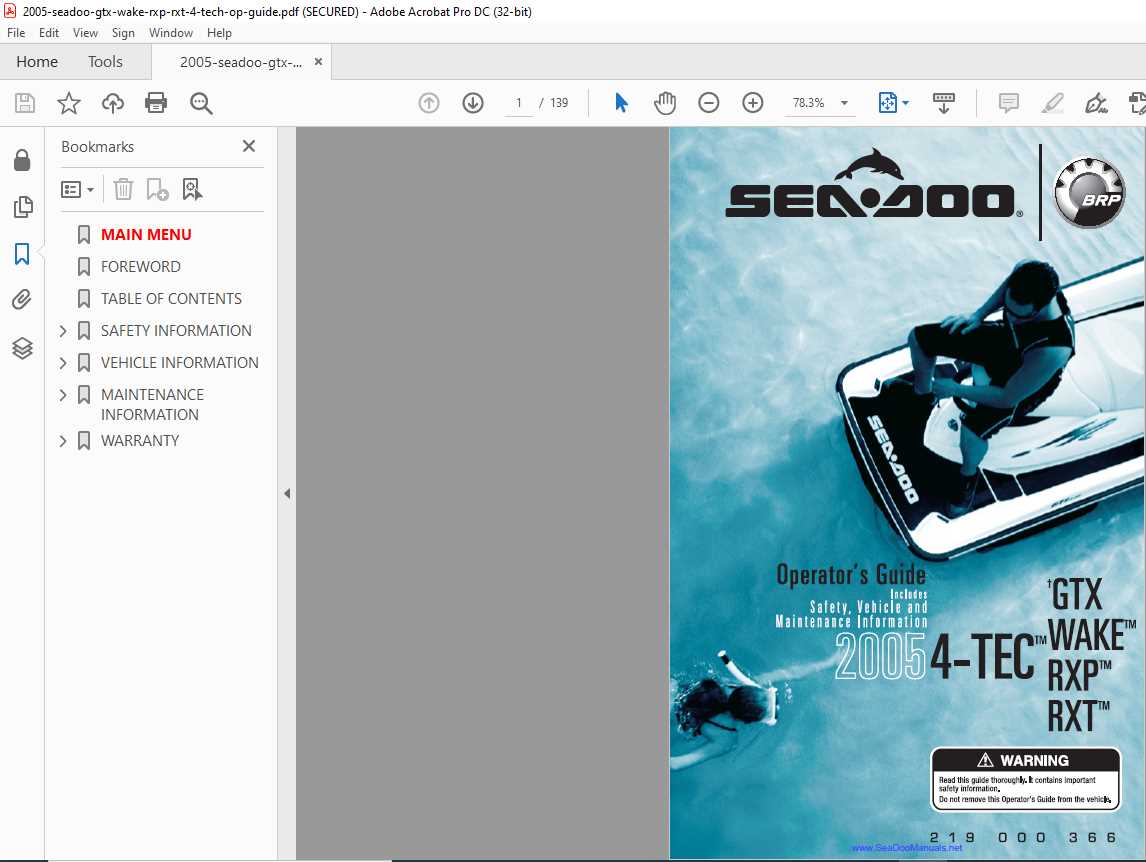 2005 seadoo rxt owners manual