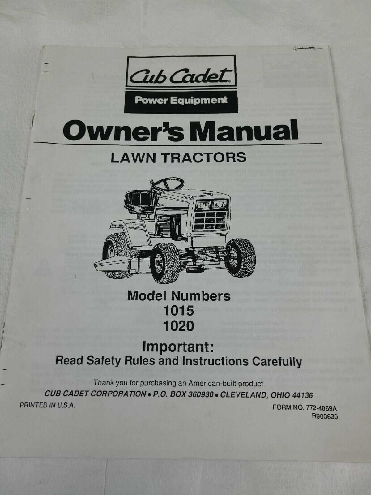 cub cadet lawn tractor owners manual