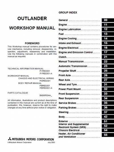 2006 mitsubishi outlander owners manual