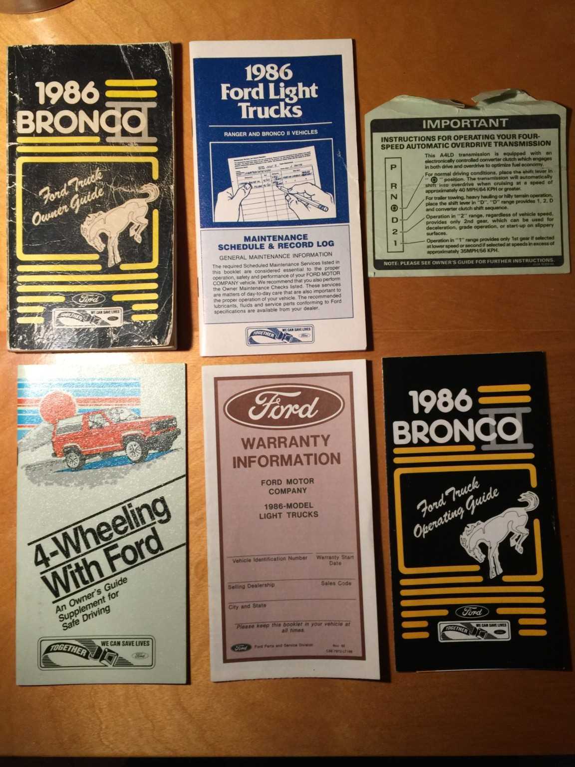 1986 ford bronco owners manual