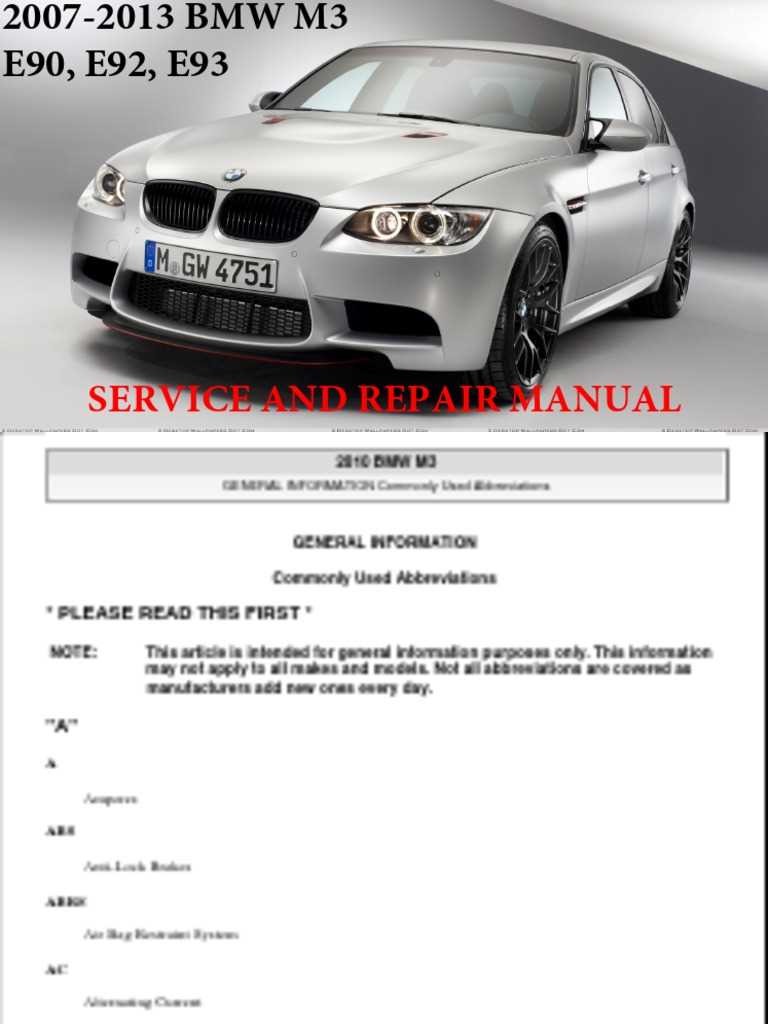 e92 m3 owners manual