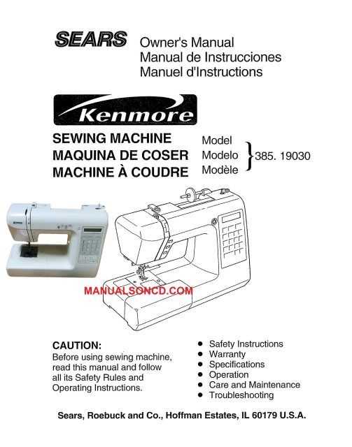 kenmore sewing machine model 385 owners manual