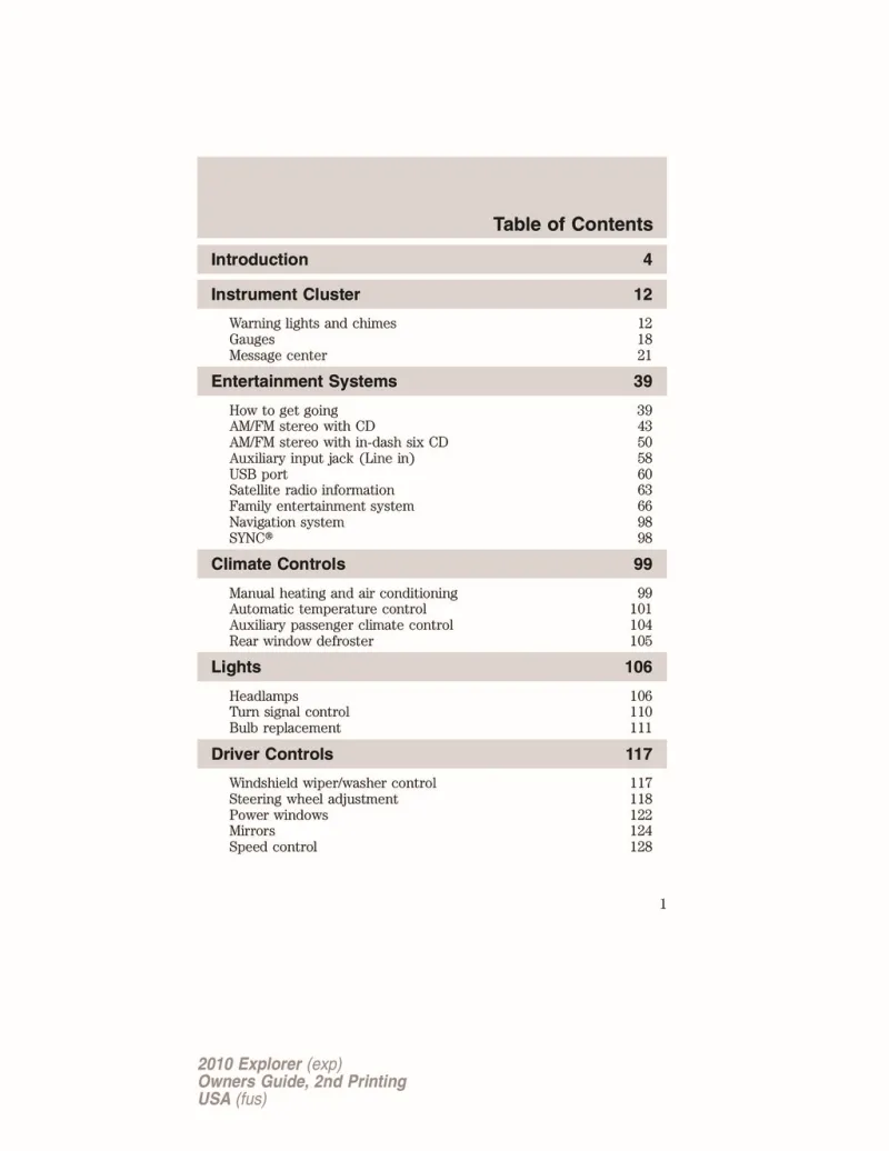 2010 ford explorer owners manual