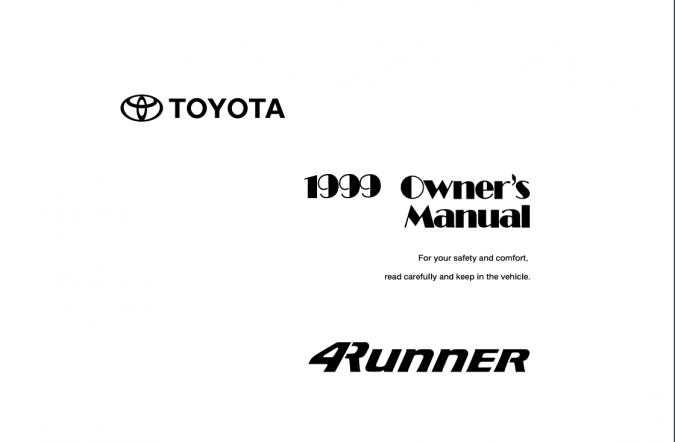 1999 toyota 4runner limited owners manual