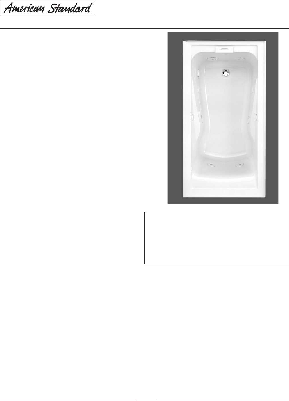 american standard whirlpool tub owners manual