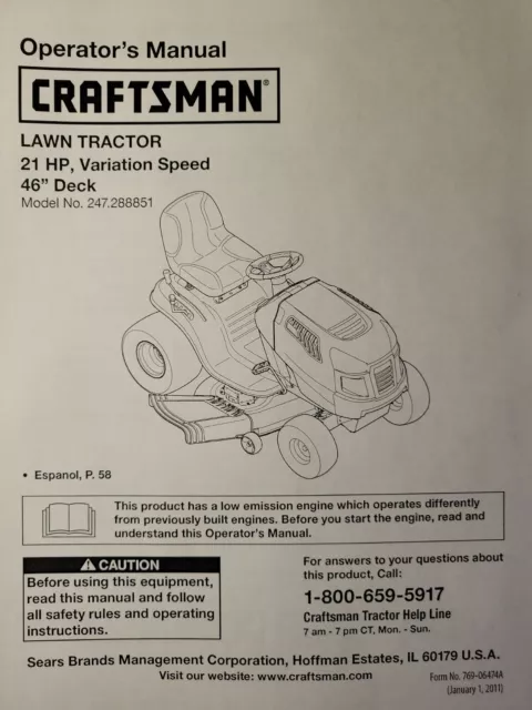 craftsman t130 owners manual