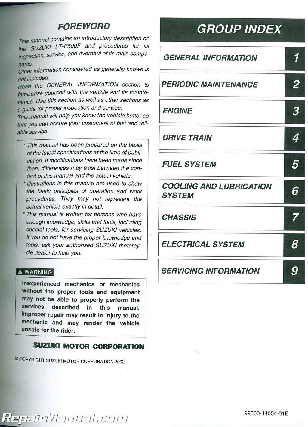 2007 suzuki vinson 500 owners manual