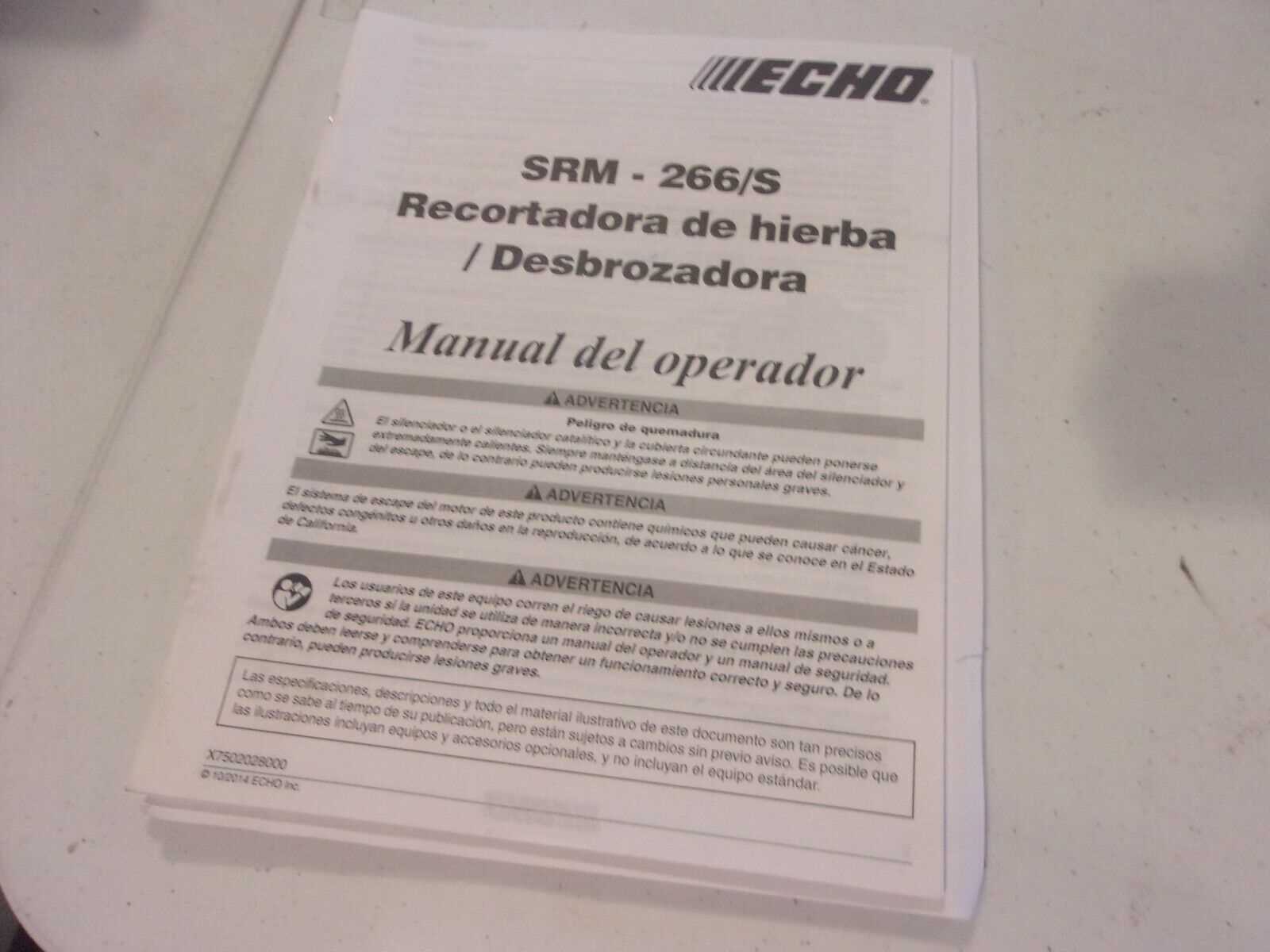 echo srm 266 owners manual