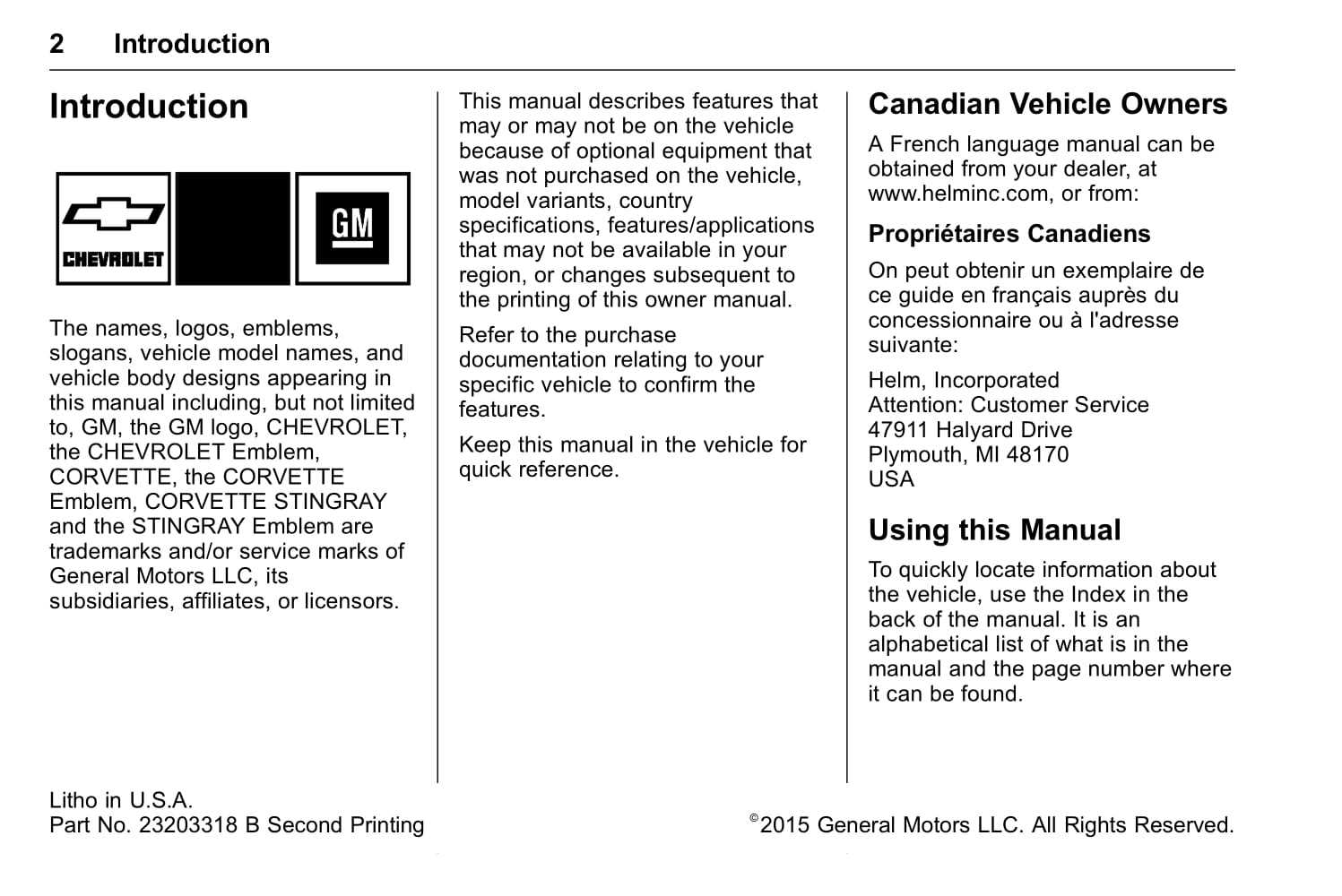 2016 corvette owners manual