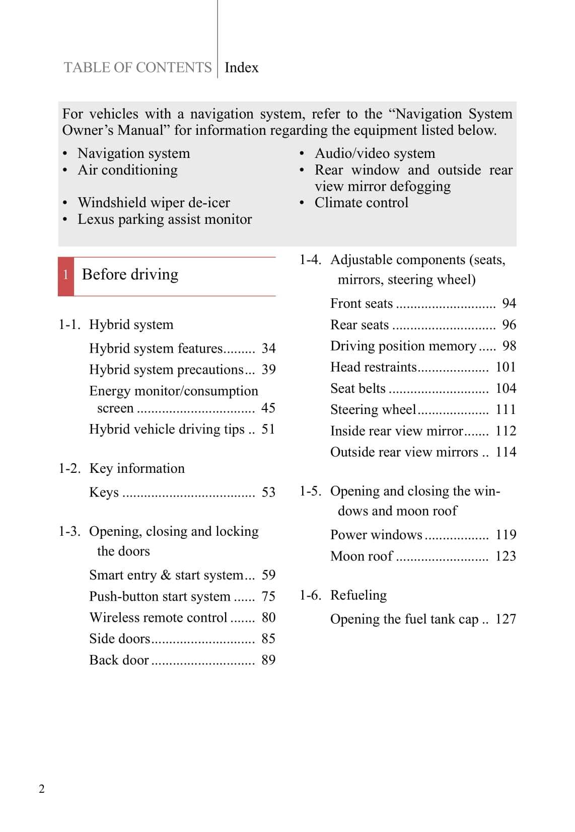 2011 lexus ct200h owners manual