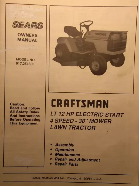 craftsman lawn tractor lt 2000 owners manual