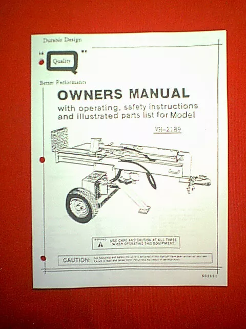 huskee log splitter owners manual