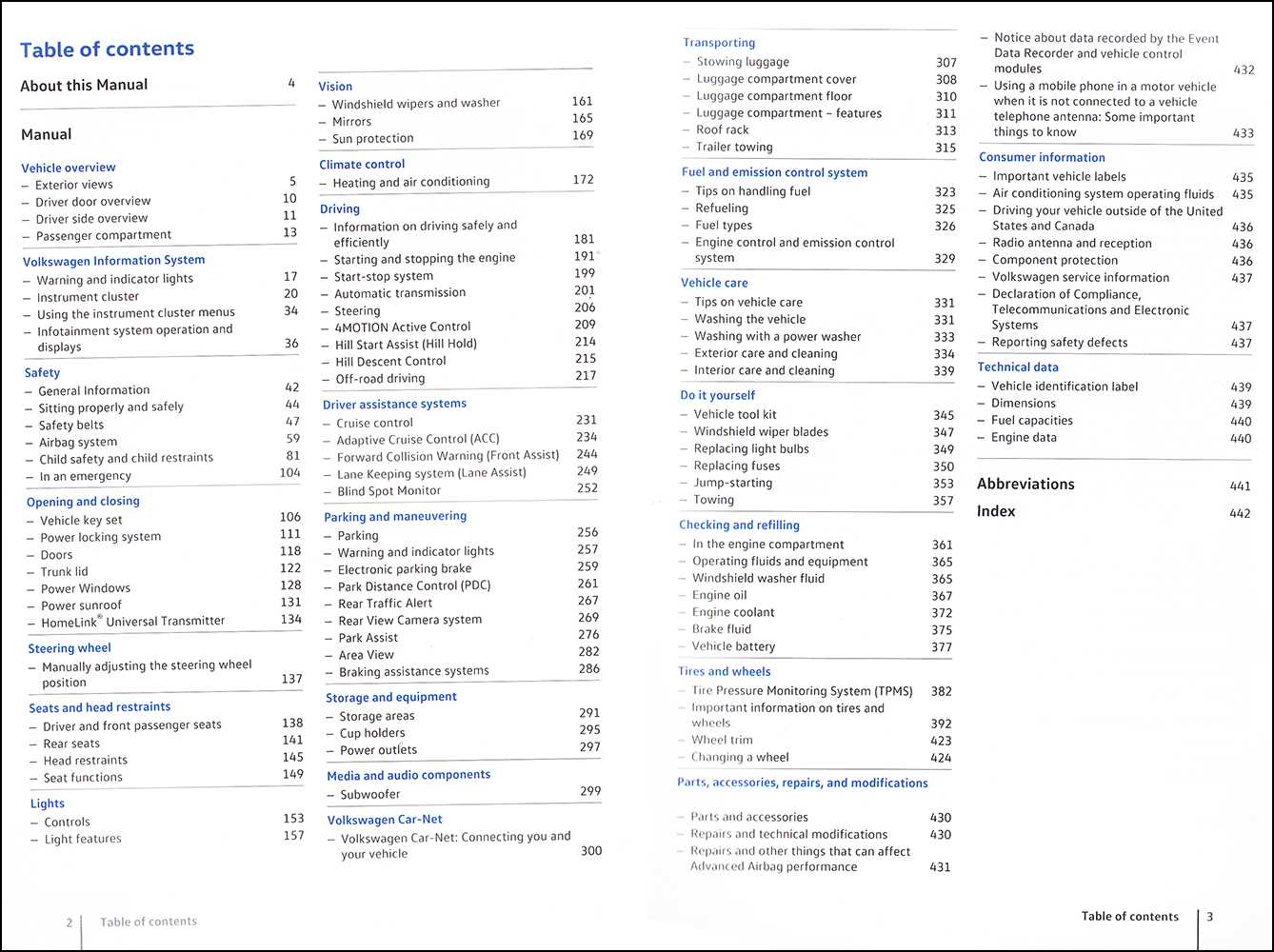 vw atlas owners manual